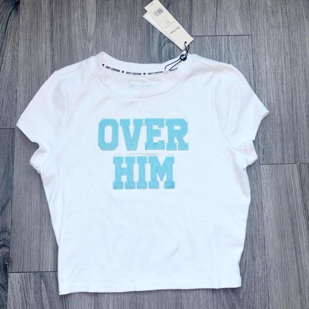 Juicy-couture Women's White and Blue T-shirt